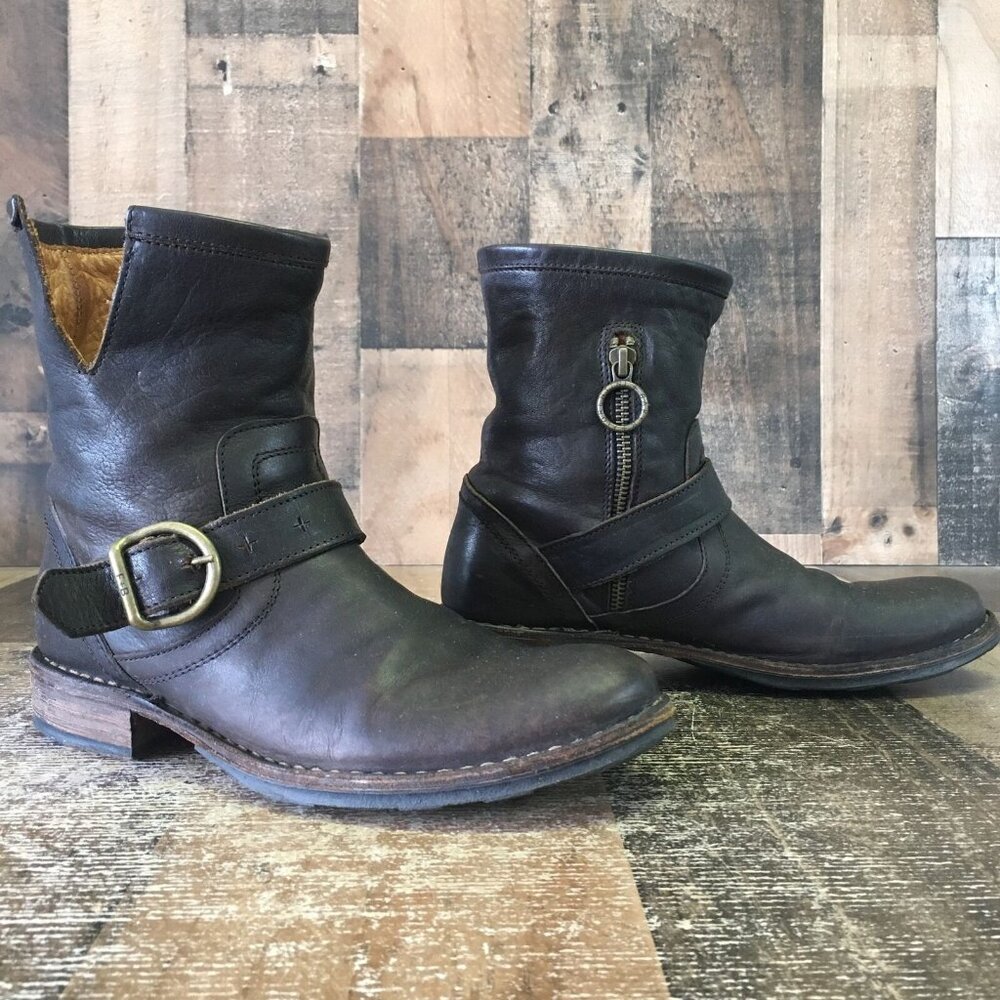 Fiorentini Baker Brown Side Zip Buckle Ankle Boots Womens EUR 35.5 US 5.5 - Picture 5 of 12